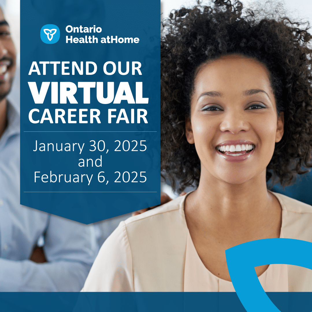 Image of a female in an office setting. Text says Are you passionate about exceptional health care and driven by a desire to help others? Attend our virtual career Fair.